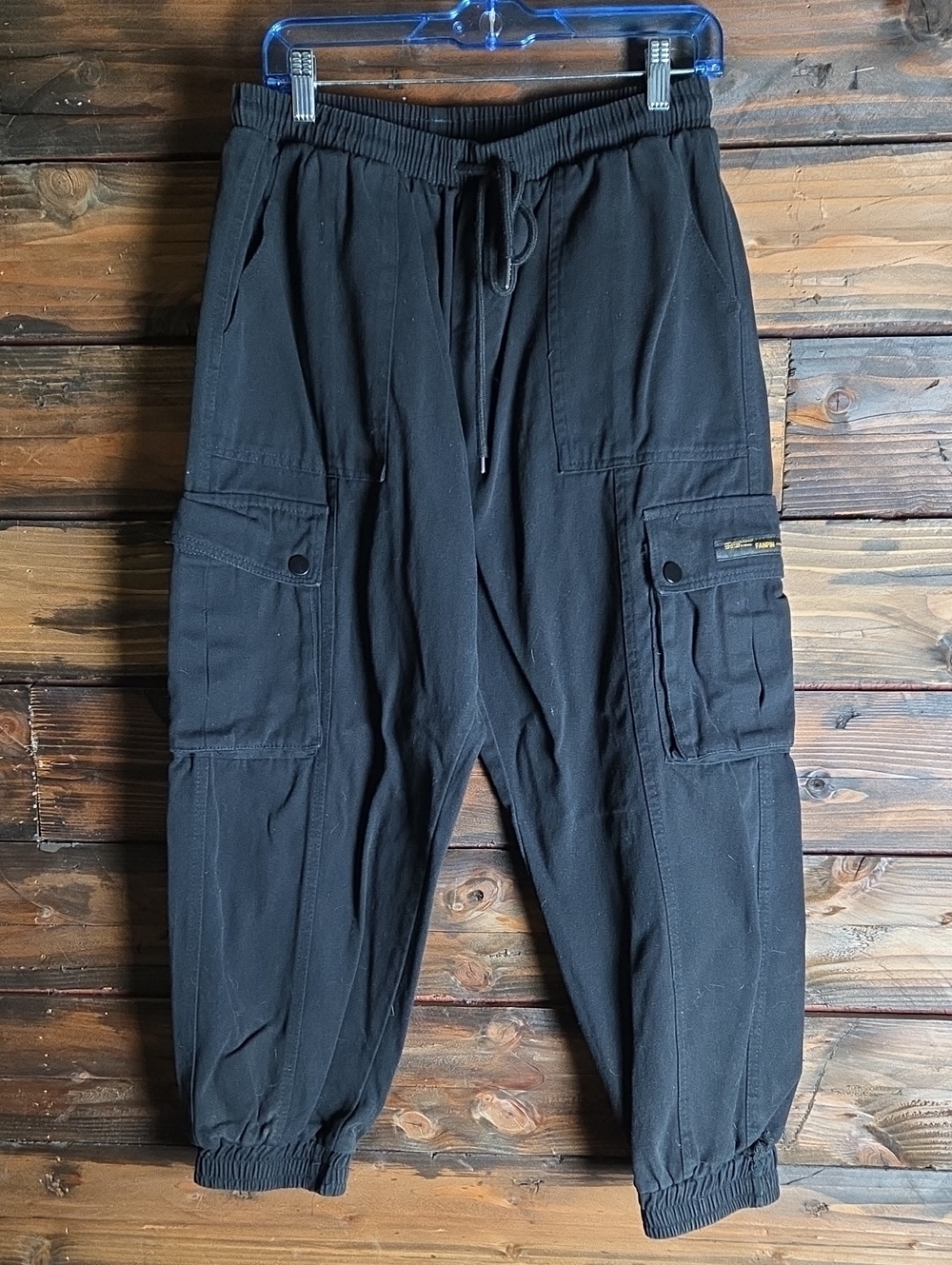 Fanpin Men's Black Cargo Jogger Pants with Elastic Waist Size 3XL